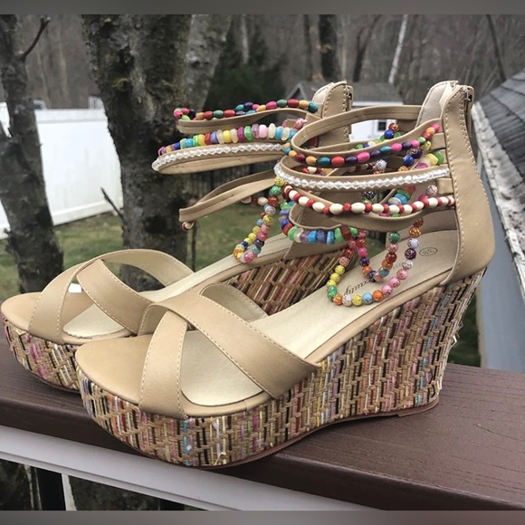 NWT Wedge Sandals With Pearls , MULTIPLE COLORS AVAILABLE